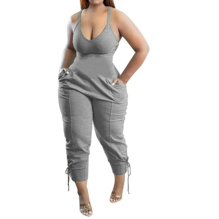 Womens Jumpsuit Clearance Solid Bib Pants Coverall Sling Bodysuit One-Piece Leotard Summer Pants for Women Casual Lightweight White Short Sleeve Bodysuit Gray Xxl
Womens Jumpsuit Clearance Solid Bib Pants Coverall Sling Bodysuit One-Piece Leotard Summer Pants for Women Casual Lightweight White Short Sleeve Bodysuit Gray Xxl