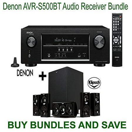 Denon AVR-S500BT 5.2 Channel Full 4K Ultra HD A\/V Receiver with Bluetooth + Klipsch HDT-600 Home Theater System Bundle