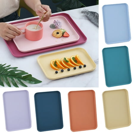 

SPRING PARK Dinner Tray Unbreakable Lunch Tray Decorative Food Serving Tray Coffee Table Tray Wheat Straw Tray Tea Platter for Couch Party Dining Picnic Snack Appetizer