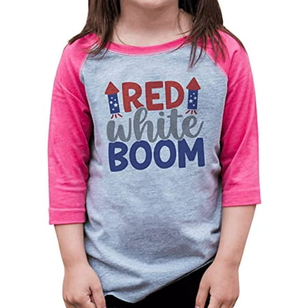 7 ate 9 Apparel Girls Patriotic 4th of July Shirt - Red White Boom Fireworks Pink Shirt 12 Months