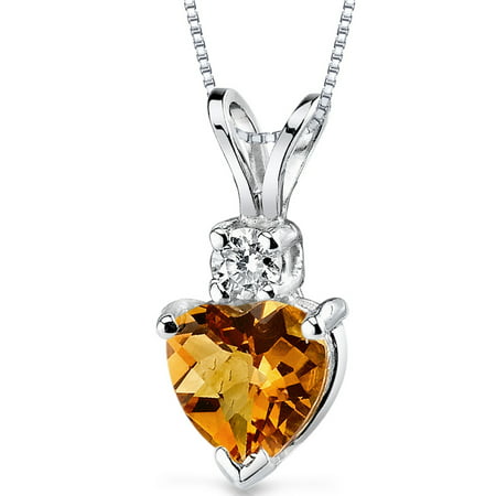 Peora 0.75 Carat T.G.W. Heart-Cut Citrine and Diamond Accent 14kt White Gold Pendant, 18