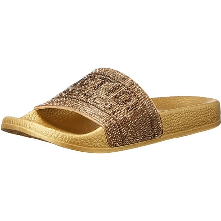 Kenneth Cole REACTION Womens Screen Jewel Slide Sandal 9 Soft Gold