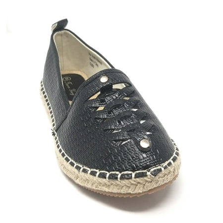Women Espadrille Slip-Ons Loafers Braided Faux Leather Flats
