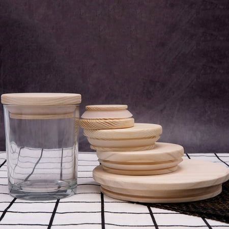 Wooden Jars Lids Silica Gel Circle Seal Up Lids Flower Wood Cover Canister