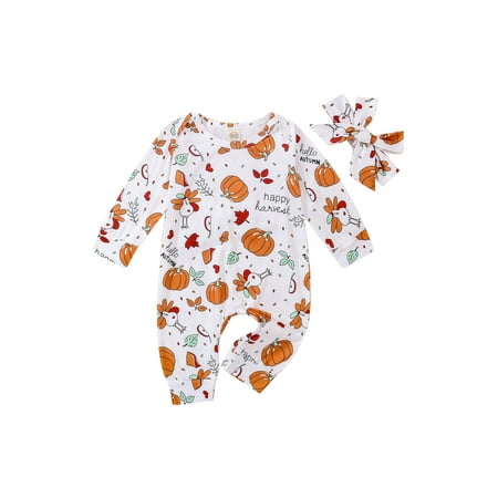 Meihuida Newborn 2Pcs Outfits Long Sleeve Round Neck Pumpkin Cartoon Pattern Printed Jumpsuit Knotted Hat/Headband
Meihuida Newborn 2Pcs Outfits Long Sleeve Round Neck Pumpkin Cartoon Pattern Printed Jumpsuit Knotted Hat/Headband