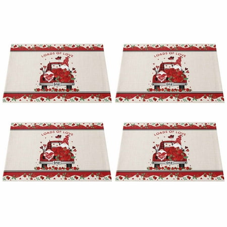 MUSUPER 4Pcs Happy Valentines Day Placemat Truck Gnome Wood Grain Striped Printed Heat-Insulated Waterproof Non-Slip Table Mat
MUSUPER 4Pcs Happy Valentines Day Placemat Truck Gnome Wood Grain Striped Printed Heat-Insulated Waterproof Non-Slip Table Mat