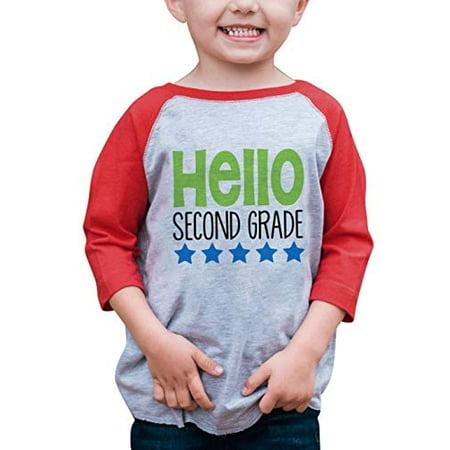 Custom Party Shop Kids Hello 2nd Grade School Red Baseball Tee