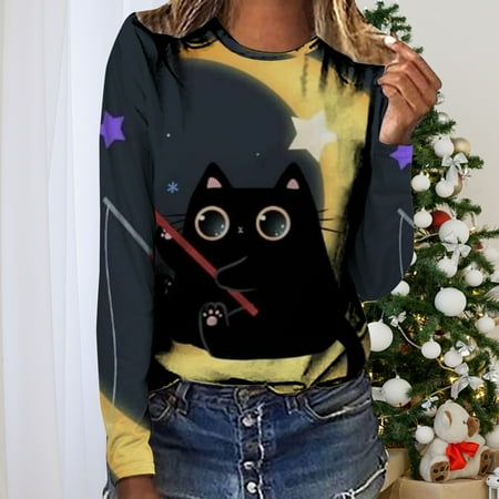 Aueoeo Womens Long Sleeve Tops Fall Fashion for Women Women s Fashion Loose Long Sleeve Round-Neck Blouse Christmas Print T-Shirt Tops
Aueoeo Womens Long Sleeve Tops Fall Fashion for Women Women s Fashion Loose Long Sleeve Round-Neck Blouse Christmas Print T-Shirt Tops
