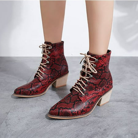 Womail Women Snakeskin Booties Women’s Fall Retro Ankle Boots Casual Pointed Toe Chunky Block Mid Heels Shoes Plus Size Lace Up Boots Savings on Clearance
Womail Women Snakeskin Booties Women’s Fall Retro Ankle Boots Casual Pointed Toe Chunky Block Mid Heels Shoes Plus Size Lace Up Boots Savings on Clearance