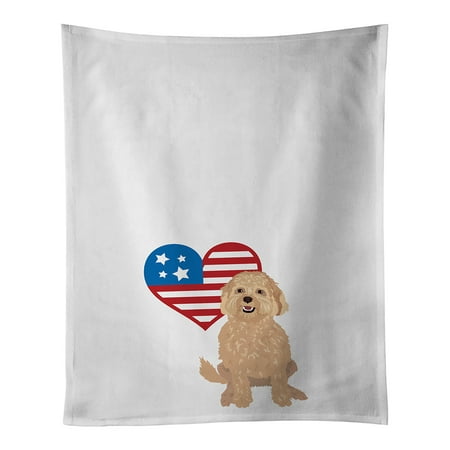 Doodle Fawn #1 Patriotic White Kitchen Towel Set of 2 19 in x 28 in