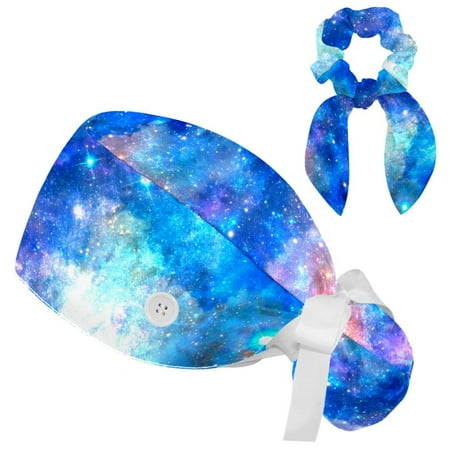 Working Cap with Buttons and Sweatband Scrub Hat Bouffant Caps with Scrunchie Blue Galaxy Tie Back Hats
Working Cap with Buttons and Sweatband Scrub Hat Bouffant Caps with Scrunchie Blue Galaxy Tie Back Hats