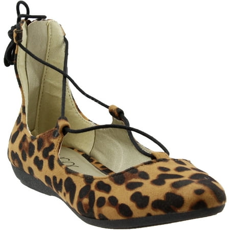 Sugar Womens Starrstruck Leopard Lace Up Flats Casual Casual