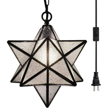 DTLYH 12 Moravian Star-Shaped Stained Glass Shade Pendant with 4.6m Plug Cable and in-line Push Button Switch
DTLYH 12 Moravian Star-Shaped Stained Glass Shade Pendant with 4.6m Plug Cable and in-line Push Button Switch