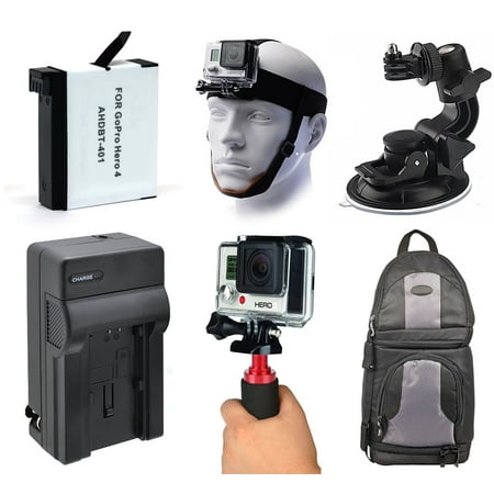 Windshield Car Mount + Backpack + Charger + Battery for GoPro HERO4 Hero 4