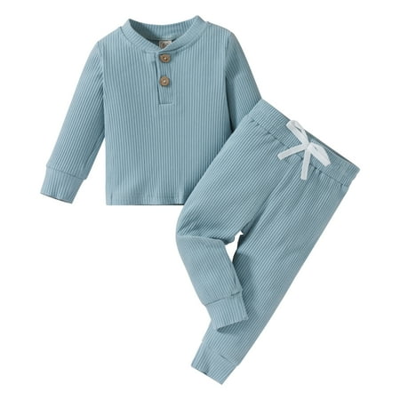 Toddler Baby Boy Girl Solid Outfit Long Sleeve Cotton Ribbed Button Pullover Tops Elastic Pants 2Pcs Sets
Toddler Baby Boy Girl Solid Outfit Long Sleeve Cotton Ribbed Button Pullover Tops Elastic Pants 2Pcs Sets