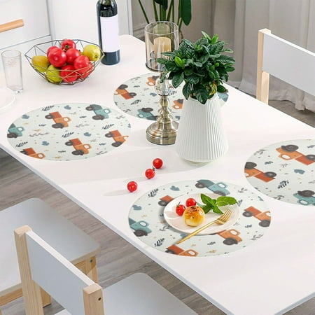 Round Grid Placemat One Sizex4 Round Placemat PVC Plate Mat,15.4 Inch Non-Slip and Heat Resistant Table Placemat Dining Room Placemat Color Cartoon Truck
Round Grid Placemat One Sizex4 Round Placemat PVC Plate Mat,15.4 Inch Non-Slip and Heat Resistant Table Placemat Dining Room Placemat Color Cartoon Truck