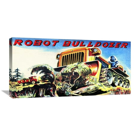 Global Gallery Retrobot,'Robot Bulldozer' Stretched Canvas Artwork