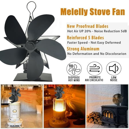 Heat Powered Circulates Fireplace Fan with 5 Blades Silent Motors Wood Burning Stove Fan Easy Operation Black
Heat Powered Circulates Fireplace Fan with 5 Blades Silent Motors Wood Burning Stove Fan Easy Operation Black