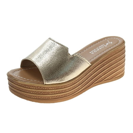 Womens Sandals Fashion Summer Women Sandals Wedge Heel Middle Heel Thick Sole Solid Color Sequins Lightweight Casual Women S Sandals Pu Gold 37
Womens Sandals Fashion Summer Women Sandals Wedge Heel Middle Heel Thick Sole Solid Color Sequins Lightweight Casual Women S Sandals Pu Gold 37