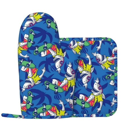 Sharks Skateboarding With Palm Oven Mitts and Pot Holders Sets Heat Resistant Silicone Oven Mitts Pot Holders for Kitchen Cooking Baking Non-Slip Oven Gloves Hot Pads Potholders
Sharks Skateboarding With Palm Oven Mitts and Pot Holders Sets Heat Resistant Silicone Oven Mitts Pot Holders for Kitchen Cooking Baking Non-Slip Oven Gloves Hot Pads Potholders