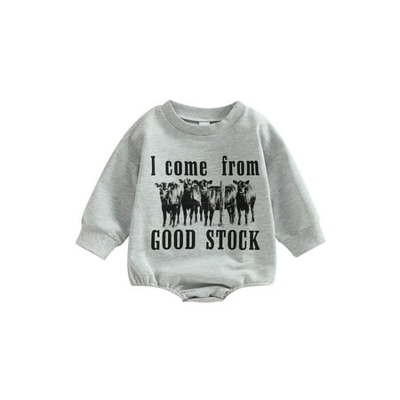 Sunisery Newborn Baby Boys Girls Fall Romper Casual Long Sleeve Round Neck Cow Letter Print Bodysuit Jumpsuit Grey 0-3 Months
Sunisery Newborn Baby Boys Girls Fall Romper Casual Long Sleeve Round Neck Cow Letter Print Bodysuit Jumpsuit Grey 0-3 Months