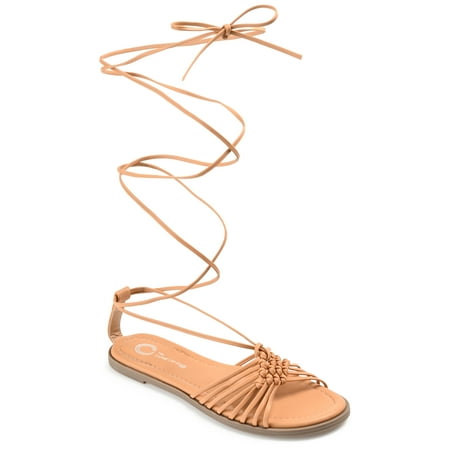 Journee Collection Womens Jess Ankle Wrap Low Block Heel Sandals