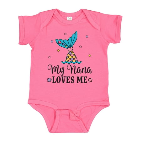 Inktastic Nana Loves Me Granddaughter Mermaid Gift Baby Girl Bodysuit