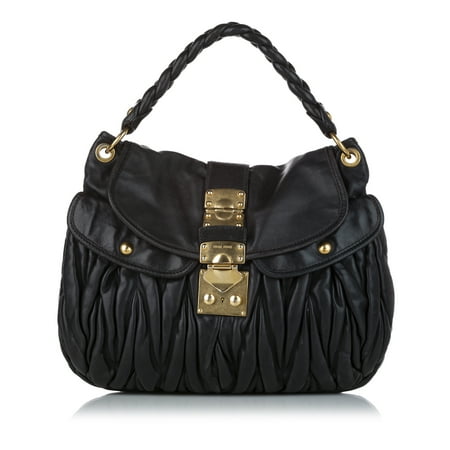Pre-Owned Miu Miu Coffer Satchel Calf Leather Black