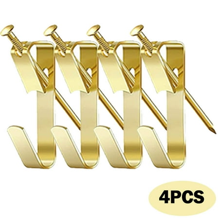 4Pcs Picture Hanging Hooks 30LB Frame Hanging Hooks with Nails Photo Mounted Hooks Heavy Duty Picture Hangers Hardware Kit Wooden Drywall for Home Office Hanging Decoration