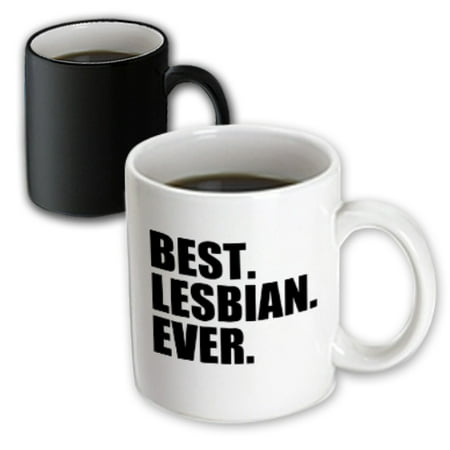 3dRose Best Lesbian Ever - Fun humorous gay pride gifts for her - funny - humor - black text, Magic Transforming Mug, (Best Gifts For A Virgo Woman)
