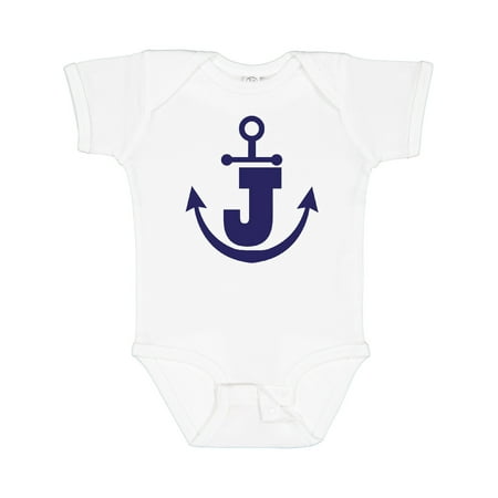 Inktastic Monogram J Nautical Anchor Gift Baby Boy or Baby Girl Bodysuit