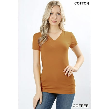 Basic Cotton V-Neck Short Sleeve Tee-2