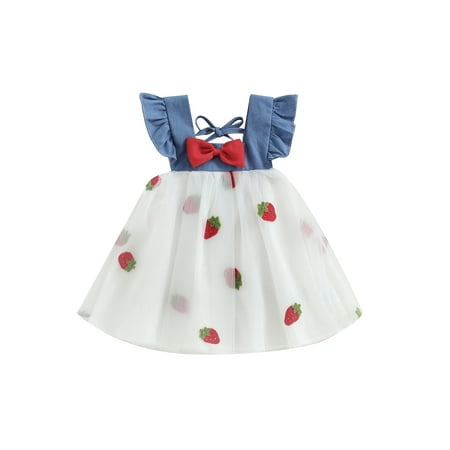 Baby Girls Summer Dress Fly Sleeve Square Neck Strawberry Embroidery Tulle Dress Infant Outfit
Baby Girls Summer Dress Fly Sleeve Square Neck Strawberry Embroidery Tulle Dress Infant Outfit