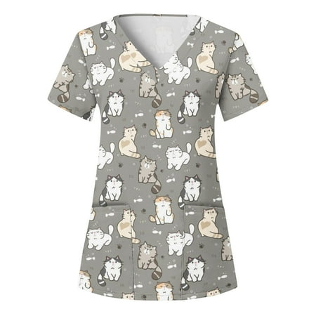 Fahion Tops Women Scrubs Top Working Uniform Nurses Clothing Animal Printed Short Sleeve V-Neck Holiday Funny Patterned Tshirts Dailywear Tee Tops With Pockets
Fahion Tops Women Scrubs Top Working Uniform Nurses Clothing Animal Printed Short Sleeve V-Neck Holiday Funny Patterned Tshirts Dailywear Tee Tops With Pockets