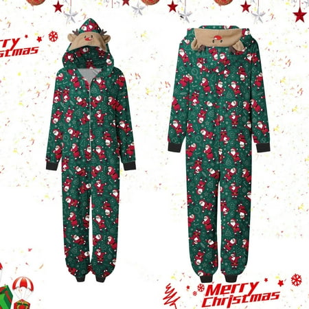 NEGJ Mommy Sleepwear For Christmas Family Matching Pajamas Cute Big Headed Deer Print Pjs Plaid Long Slee