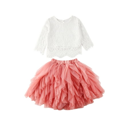 Toddler Kids Baby Girls Lace Sleeve T-Shirt Top Ruffle Tulle Tutu Skirt Princess Dress Outfit Set
Toddler Kids Baby Girls Lace Sleeve T-Shirt Top Ruffle Tulle Tutu Skirt Princess Dress Outfit Set