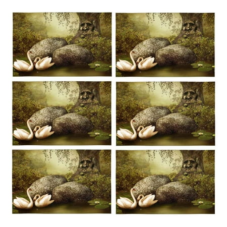 MKHERT Funny Enchanted Pond with Lanterns and Swans Placemats Table Mats for Dining Room Kitchen Table Decoration 12x18 inch Set of 6
MKHERT Funny Enchanted Pond with Lanterns and Swans Placemats Table Mats for Dining Room Kitchen Table Decoration 12x18 inch Set of 6