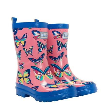 Vibrant Butterflies Shiny Rain Boots Size 11