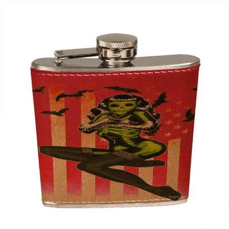 KuzmarK 6 oz. Leather Pocket Hip Liquor Flask - American Gothic Girl