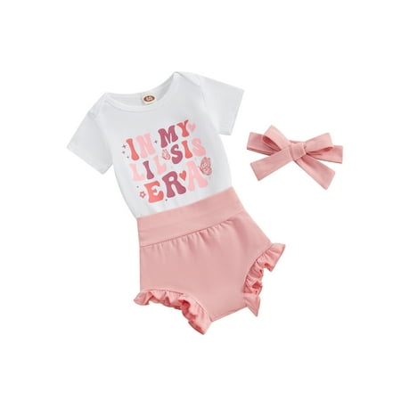 jaweiwi Baby Toddler Girl Summer Clothes Set 0 3 6 12 18 Months Letter Print Short Sleeve Romper with Solid Color Ruffled Shorts and Headband Outfits
jaweiwi Baby Toddler Girl Summer Clothes Set 0 3 6 12 18 Months Letter Print Short Sleeve Romper with Solid Color Ruffled Shorts and Headband Outfits