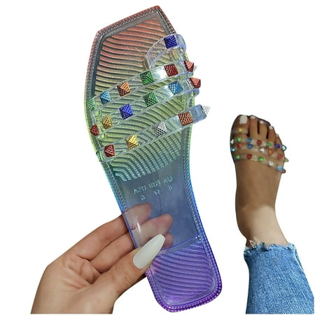 CYMMPU Women s Slippers Fashion Women Rhinestone Transparent Flat Toe Gradient Beach Shoes Flip Flop
CYMMPU Women s Slippers Fashion Women Rhinestone Transparent Flat Toe Gradient Beach Shoes Flip Flop