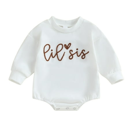 Elippeo Sister Matching Romper Outfits 3M 6M 12M 18M Letter Print Long Sleeve Round Neck Sweatshirt Toddler Fall Clothes
Elippeo Sister Matching Romper Outfits 3M 6M 12M 18M Letter Print Long Sleeve Round Neck Sweatshirt Toddler Fall Clothes