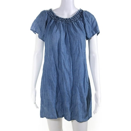 Pre-owned|Michael Stars Womens Chambray Short Dress Blue Size Small
