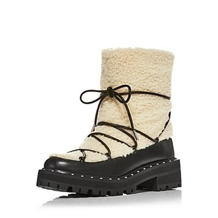 Aqua BLACK Women s Fuzz Mixed Media Platform Booties US 8