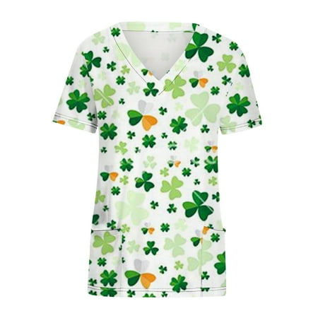 Simplmasygenix Women Tops Summer Clearance Women s Short Sleeved V-neck Shirt Saint Patrick Printed With Pocket Protector
Simplmasygenix Women Tops Summer Clearance Women s Short Sleeved V-neck Shirt Saint Patrick Printed With Pocket Protector