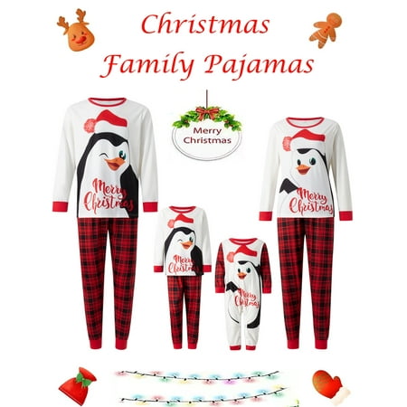 Family Matching Christmas Pajamas Cartoon Penguin Print Pullover Tops with Plaid Pants Xmas Party Holiday Sleepwear Jammies
Family Matching Christmas Pajamas Cartoon Penguin Print Pullover Tops with Plaid Pants Xmas Party Holiday Sleepwear Jammies