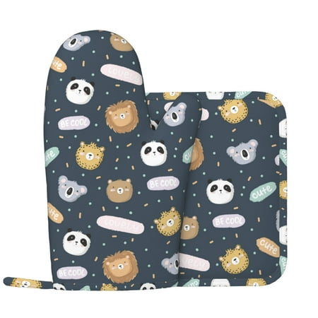 Cartoon animals Oven Mitts and Pot Holders Sets with 1 Non-Slip Left Silicone Oven Mitts and 1 Heatproof Insulated Hot Pads for Kitchen Use in Cooking Baking Grilling
Cartoon animals Oven Mitts and Pot Holders Sets with 1 Non-Slip Left Silicone Oven Mitts and 1 Heatproof Insulated Hot Pads for Kitchen Use in Cooking Baking Grilling
