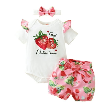 Infant Baby Girls Clothes 12 Months Baby Girls Summer Short Outfit Sets 18 Months Short Sleeve Romper Tops Elastic Strawberry Shorts Headband 3PCS Set Pink
Infant Baby Girls Clothes 12 Months Baby Girls Summer Short Outfit Sets 18 Months Short Sleeve Romper Tops Elastic Strawberry Shorts Headband 3PCS Set Pink