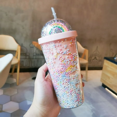 Reusable Plastic Tumbler With Dome Lids Bubble Rainbow Decor 2-Layer Cups 550ml
Reusable Plastic Tumbler With Dome Lids Bubble Rainbow Decor 2-Layer Cups 550ml