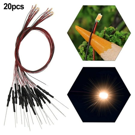 20pcs Prewired SMD LED 0603 Warm White Light Emitting Diode 12V DIY Model
